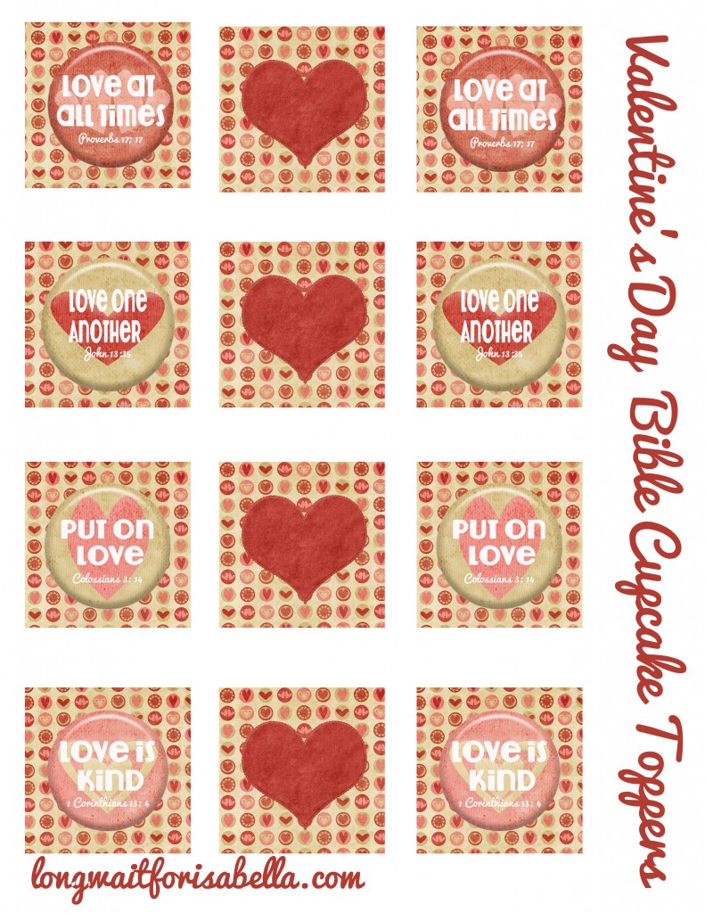 Valentine's Day Bible Cupcake Toppers
