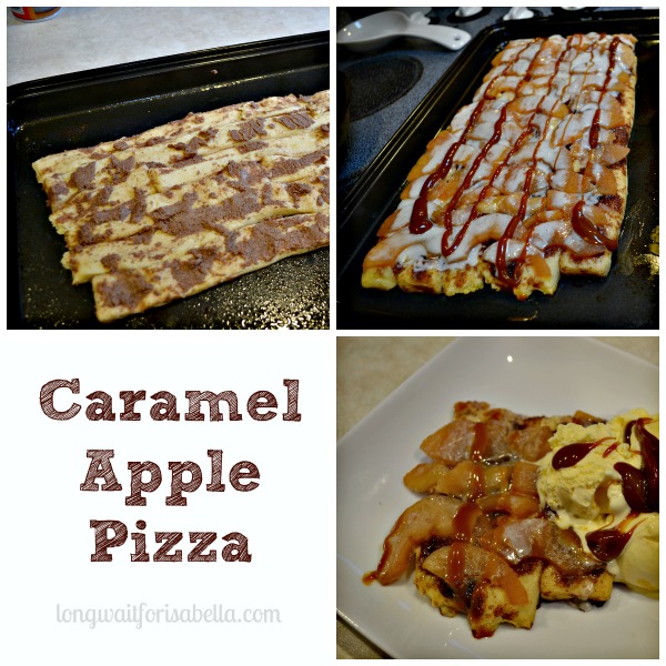 caramel apple pizza collage