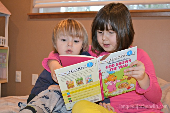 reading to her brother