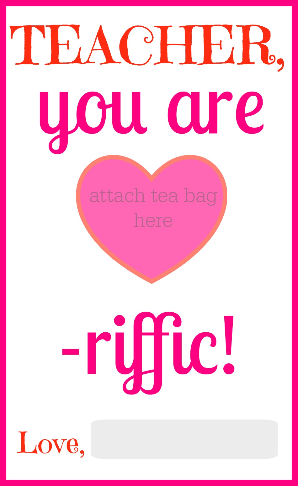 tea riffic valentine card