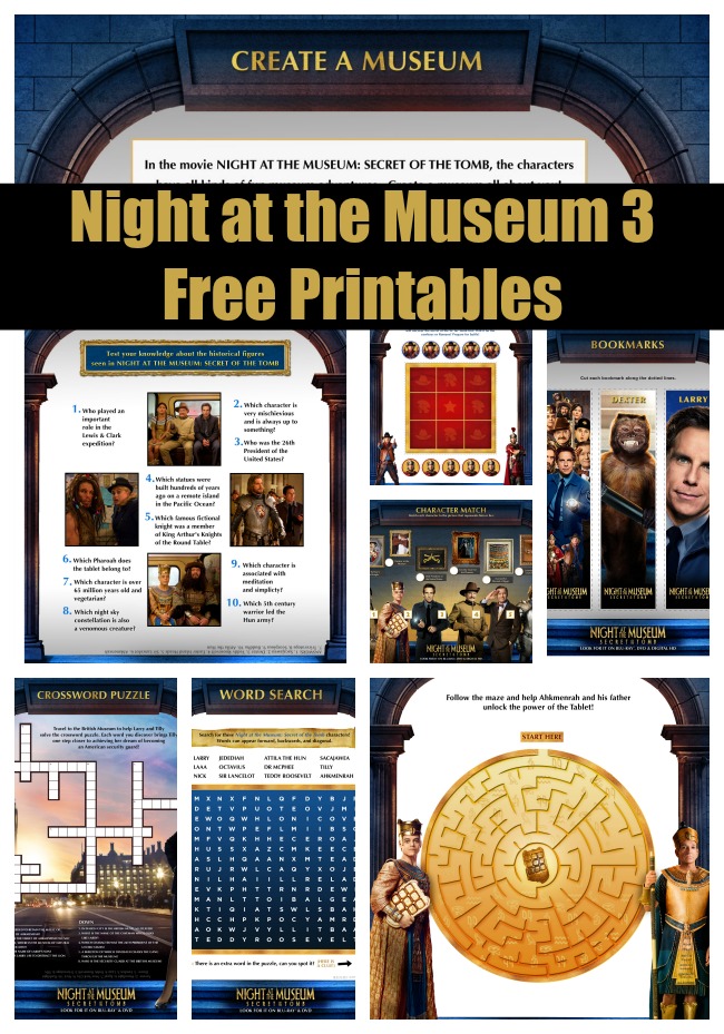 night at the museum printables