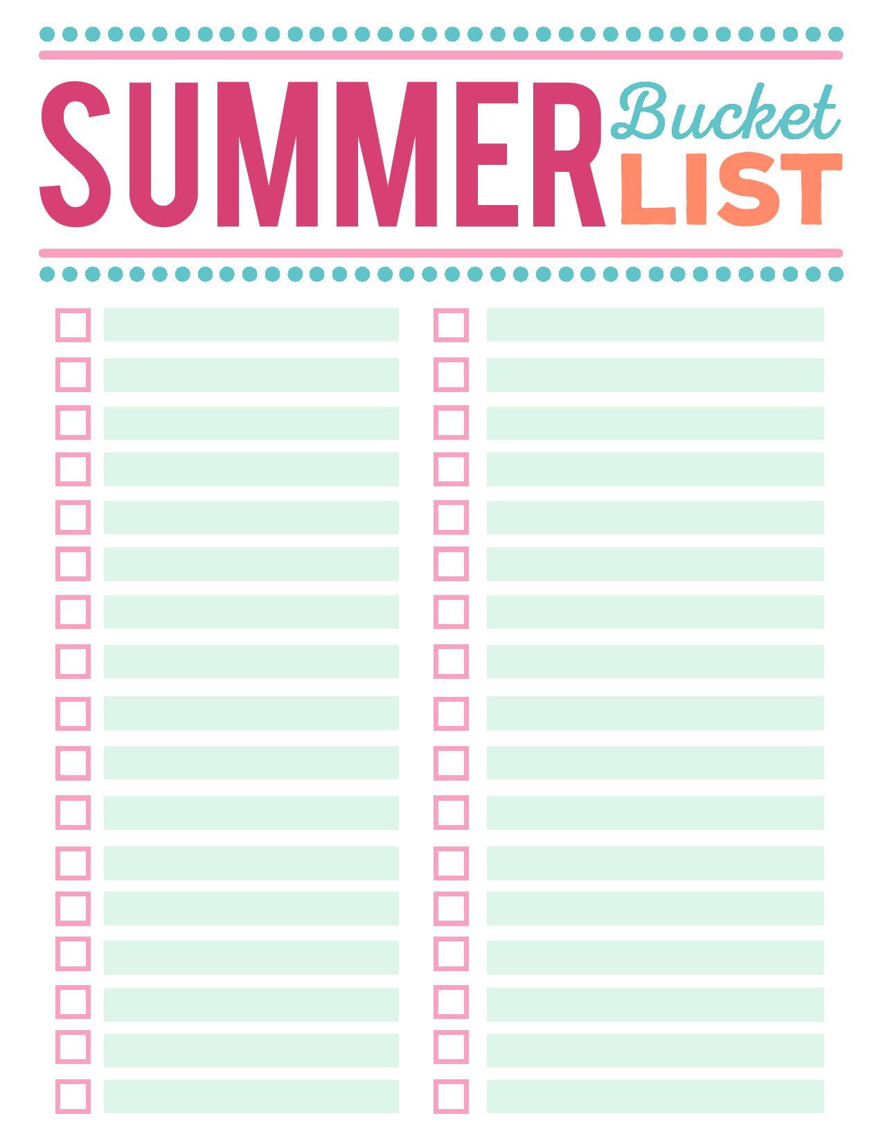 SUMMER BUCKET LIST PRINTABLE (FREE)