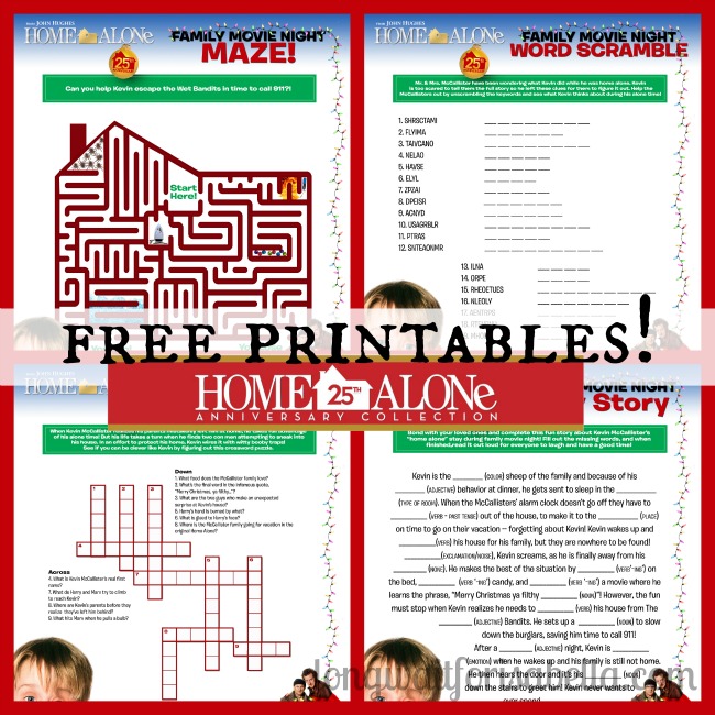 Free Home Alone Activity Sheets