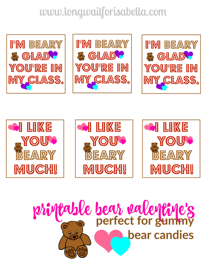 Printable Bear Valentines Cards