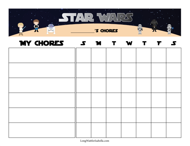 Star Wars Chore Chart