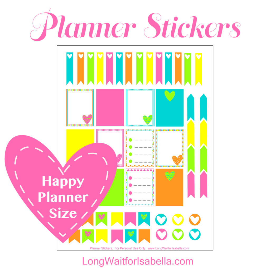 Bright Hearts Printable Planner Stickers