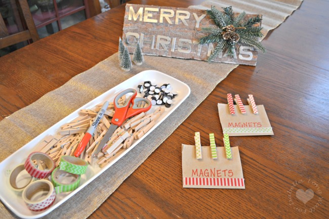 Easy Christmas Crafts Night: Washi Tape Clothespin Magnets
