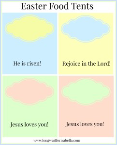 Printable Christian Easter Food Tent Labels