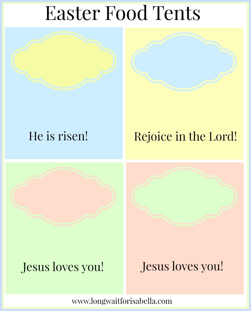 Printable Christian Easter Food Tent Labels