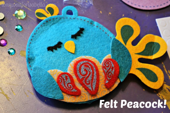 Easy Felt Peacock Backpack Clip