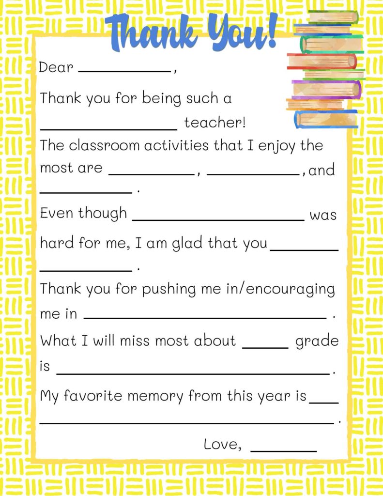 Teacher Appreciation Letter